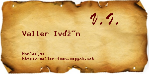Valler Iván névjegykártya